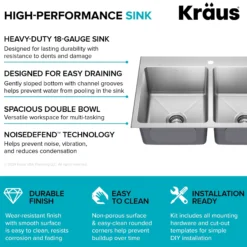 33” Drop In / Top Mount Double Bowl 18-Gauge Stainless Steel Kitchen Sink