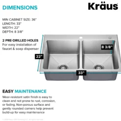 33” Drop In / Top Mount Double Bowl 18-Gauge Stainless Steel Kitchen Sink