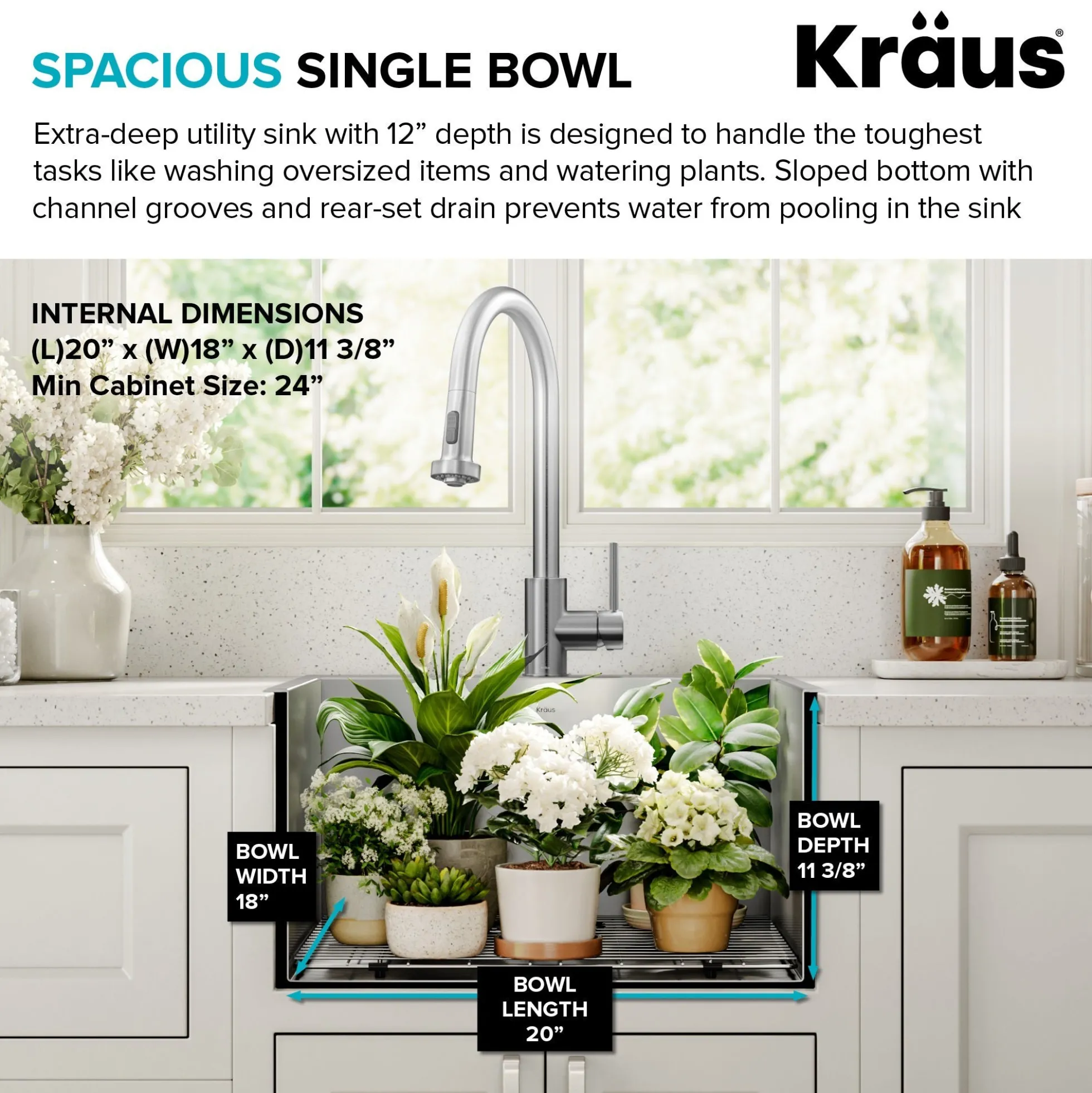22" Drop In / Top Mount 16 Gauge Deep Laundry Utility Stainless Steel Kitchen Sink