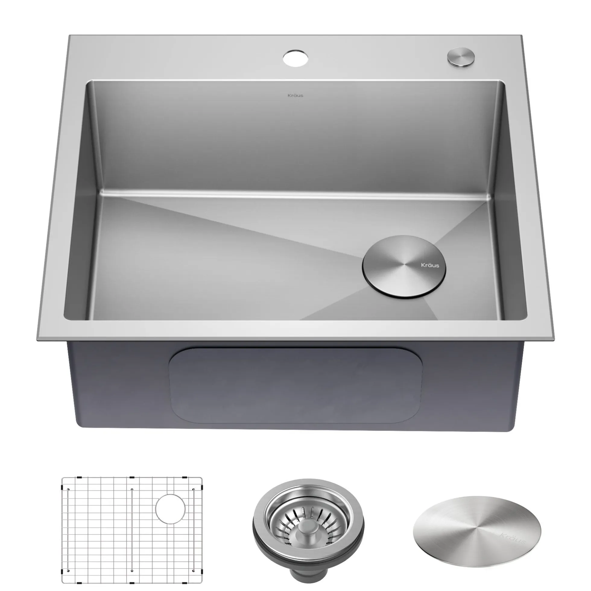 25" Drop-In/Top Mount 18 Gauge Stainless Steel Single Bowl Kitchen Sink