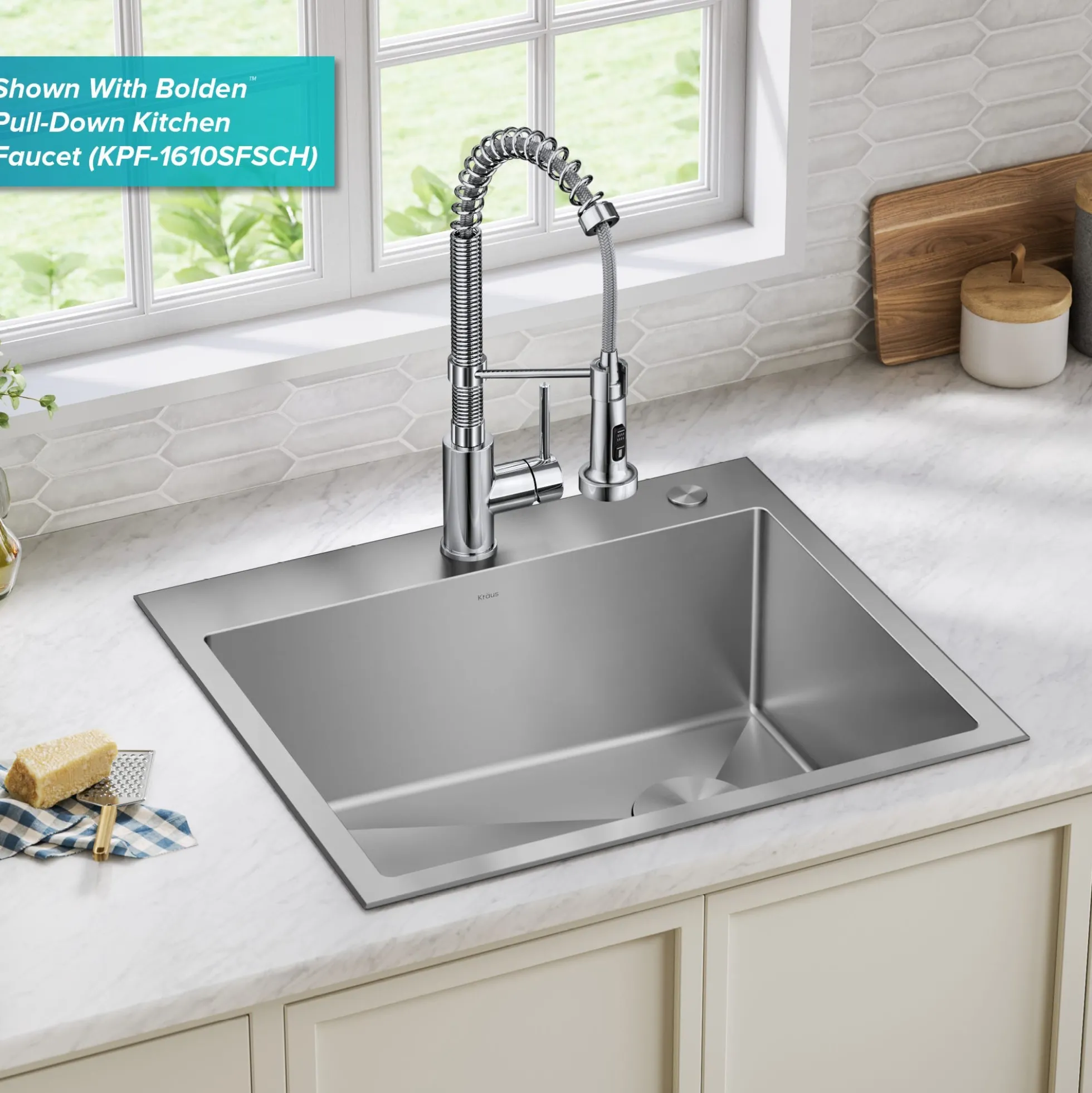 25" Drop-In/Top Mount 18 Gauge Stainless Steel Single Bowl Kitchen Sink