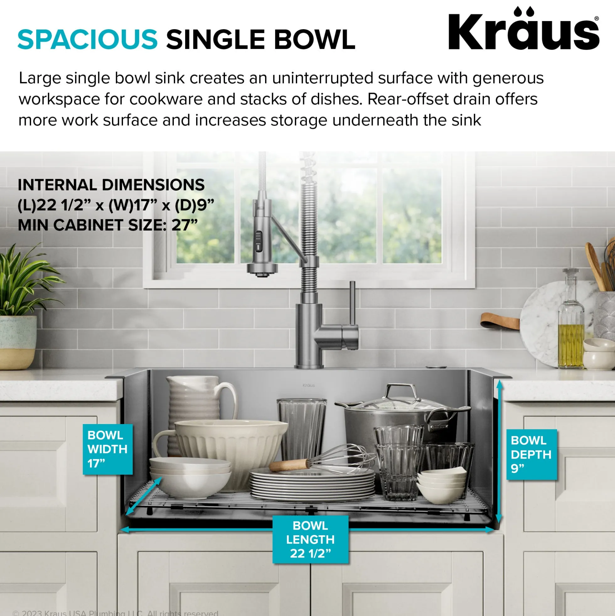 25" Drop-In/Top Mount Kitchen Sink w/ Bolden Commercial Pull-Down Faucet in Spot Free Stainless Steel/Matte Black