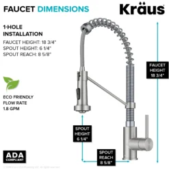 33" Drop-In/Top Mount Kitchen Sink w/ Bolden Commercial Pull-Down Faucet in Spot Free Stainless Steel/Chrome