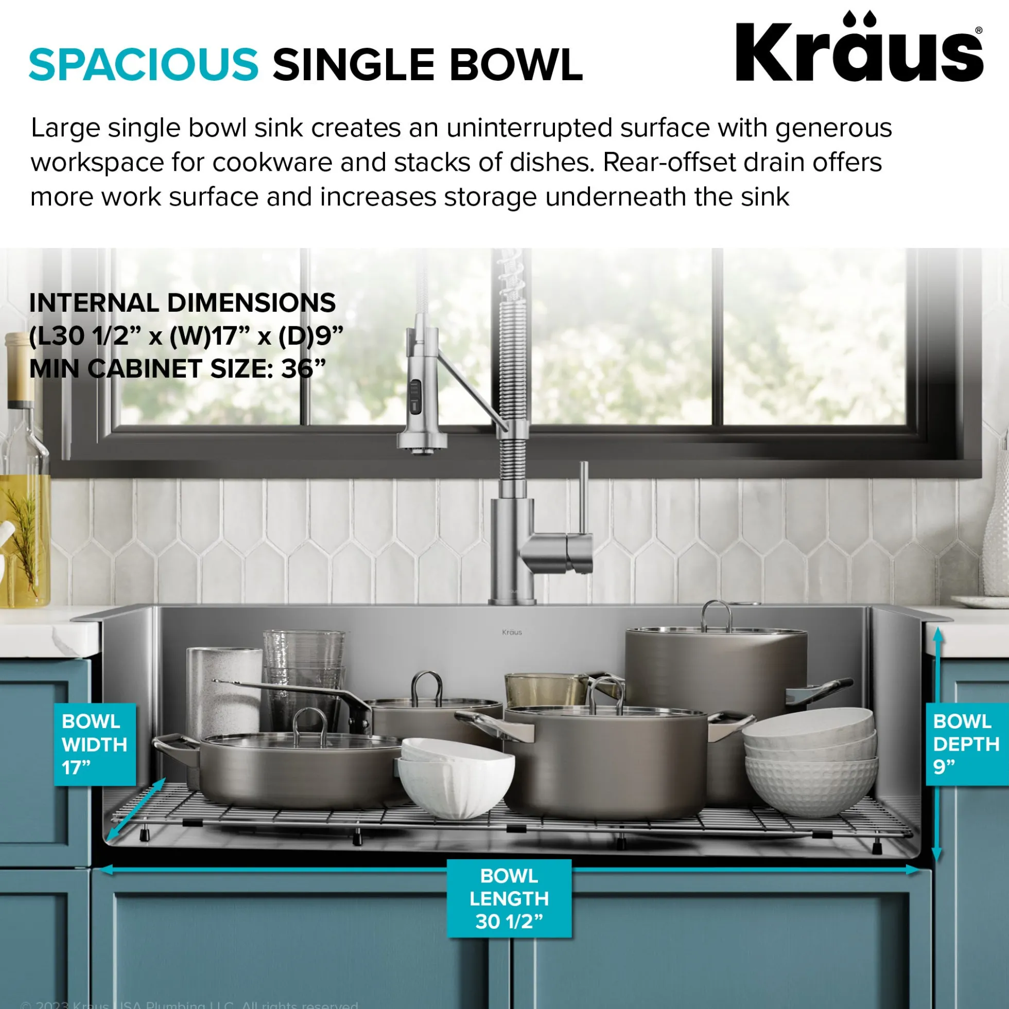 33" Drop-In/Top Mount Kitchen Sink w/ Bolden Commercial Pull-Down Faucet in Spot Free Stainless Steel/Chrome