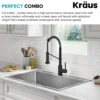 33" Drop-In/Top Mount Kitchen Sink w/ Bolden Commercial Pull-Down Faucet in Matte Black