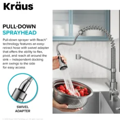 33" Drop-In/Top Mount Kitchen Sink w/ Bolden Commercial Pull-Down Faucet in Chrome