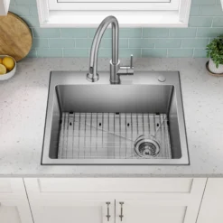 25” Drop In / Top Mount Single Bowl 18-Gauge Stainless Steel Kitchen Sink