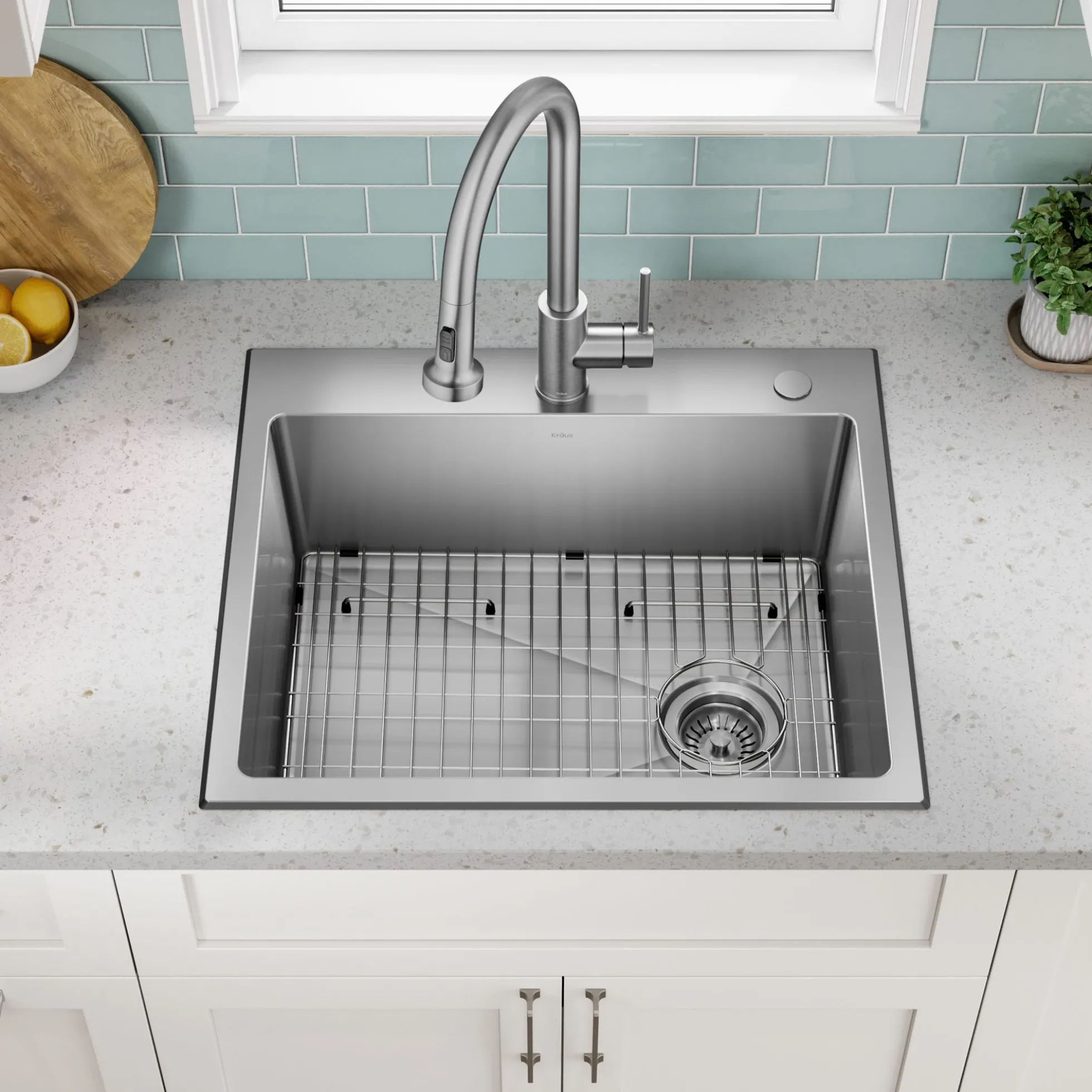 25” Drop In / Top Mount Single Bowl 18-Gauge Stainless Steel Kitchen Sink