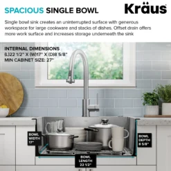 25” Drop In / Top Mount Single Bowl 18-Gauge Stainless Steel Kitchen Sink
