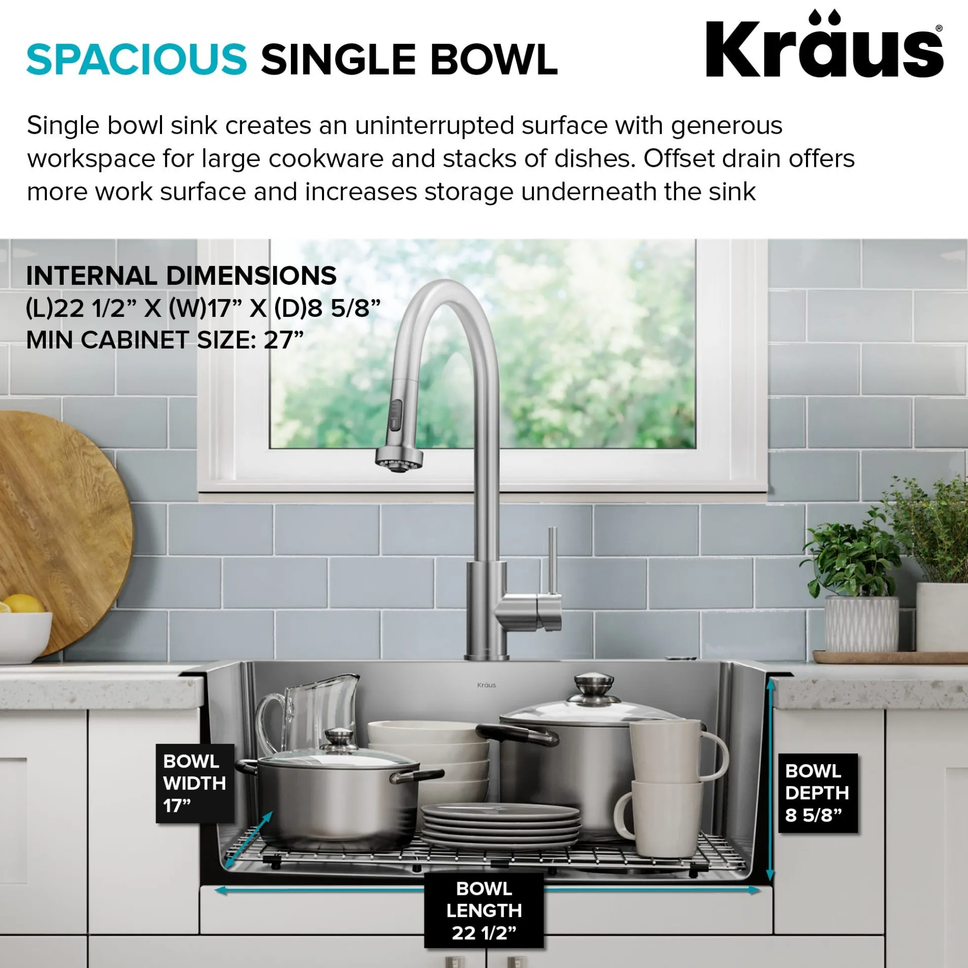 25” Drop In / Top Mount Single Bowl 18-Gauge Stainless Steel Kitchen Sink