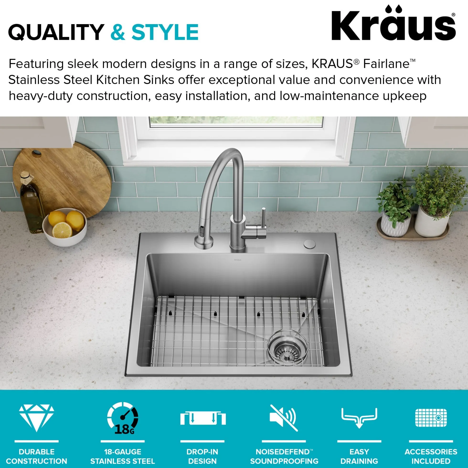 25” Drop In / Top Mount Single Bowl 18-Gauge Stainless Steel Kitchen Sink