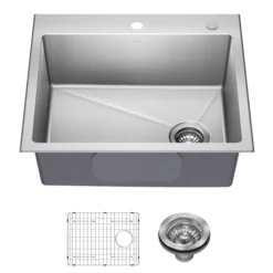 25” Drop In / Top Mount Single Bowl 18-Gauge Stainless Steel Kitchen Sink