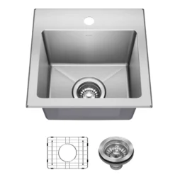 15” Drop In / Top Mount Single Bowl 18-Gauge Stainless Steel Kitchen Bar Sink
