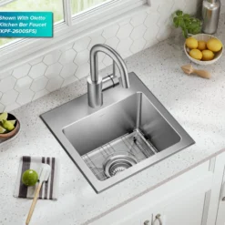 15” Drop In / Top Mount Single Bowl 18-Gauge Stainless Steel Kitchen Bar Sink
