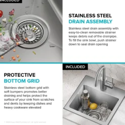 15” Drop In / Top Mount Single Bowl 18-Gauge Stainless Steel Kitchen Bar Sink