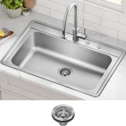 33” Drop In / Top Mount Single Bowl 18-Gauge Stainless Steel Kitchen Sink