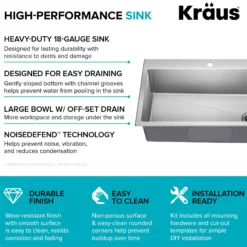 33” Drop In / Top Mount Single Bowl 18-Gauge Stainless Steel Kitchen Sink