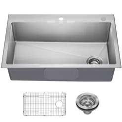 33” Drop In / Top Mount Single Bowl 18-Gauge Stainless Steel Kitchen Sink