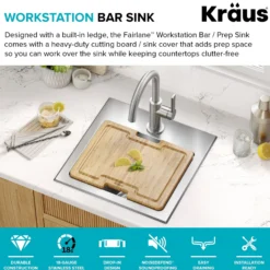 15”Drop In / Top Mount Workstation Single Bowl 18-GaugeStainless SteelBarKitchen Sinkwith Accessories