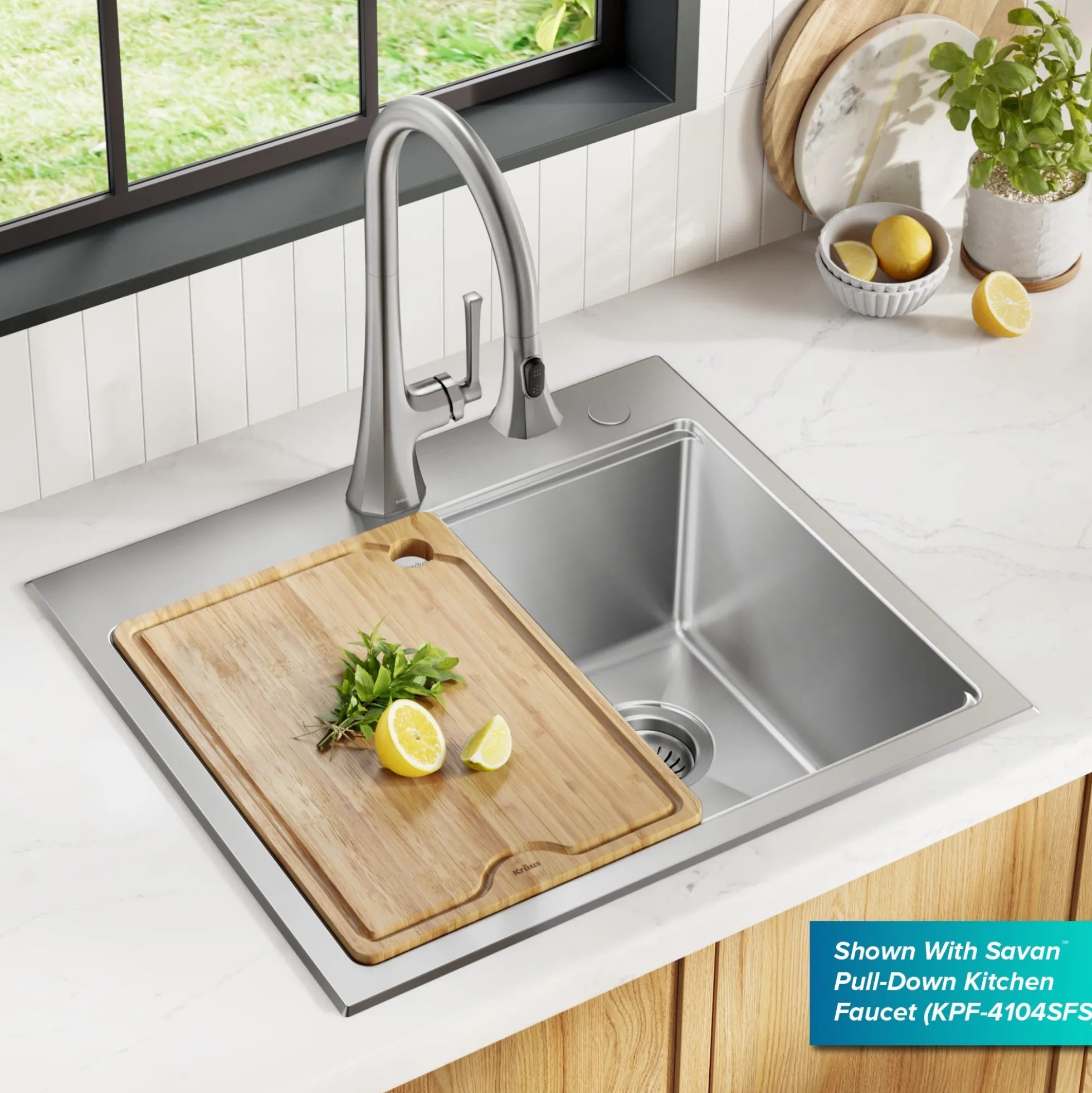25”Drop In / Top Mount Workstation Single Bowl 18-GaugeStainless Steel Kitchen Sinkwith Accessories