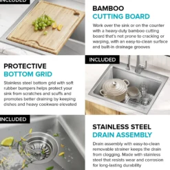 25”Drop In / Top Mount Workstation Single Bowl 18-GaugeStainless Steel Kitchen Sinkwith Accessories
