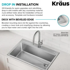 25”Drop In / Top Mount Workstation Single Bowl 18-GaugeStainless Steel Kitchen Sinkwith Accessories