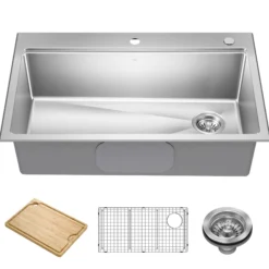 33” Drop In / Top MountWorkstationSingle Bowl18-GaugeStainless SteelKitchen Sinkwith Accessories