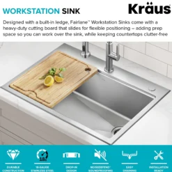 30”Drop In / Top Mount Workstation Single Bowl 18-GaugeStainless Steel Kitchen Sinkwith Accessories