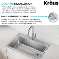 30”Drop In / Top Mount Workstation Single Bowl 18-GaugeStainless Steel Kitchen Sinkwith Accessories
