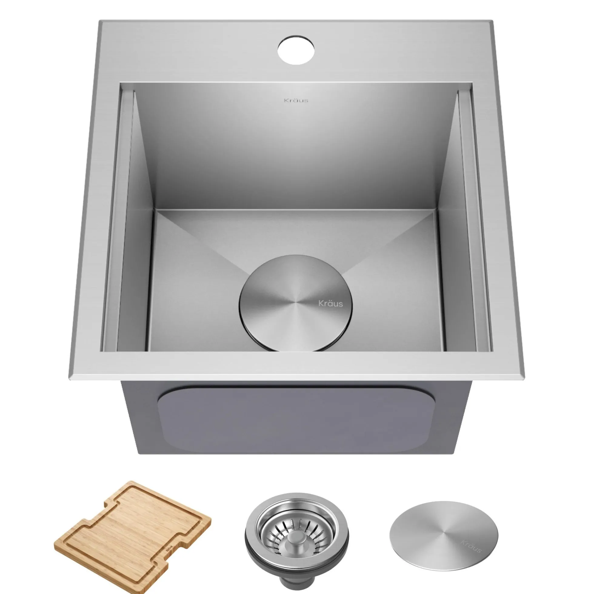 15" Drop In / Top Mount Workstation 16 Gauge Single Bowl Stainless Steel Bar Kitchen Sink with Accessories