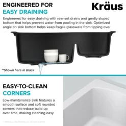 33” Drop-In / Undermount 60/40 Double Bowl Granite Kitchen Sink in White