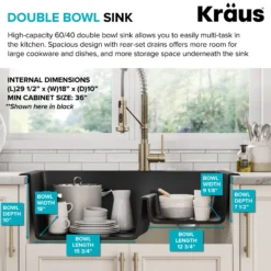 33” Drop-In / Undermount 60/40 Double Bowl Granite Kitchen Sink in White