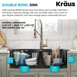 33” Drop In / Undermount 60/40 Double Bowl Granite Kitchen Sink in Black