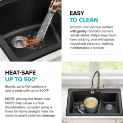 33” Drop-In / Undermount 60/40 Double Bowl Granite Kitchen Sink in Black