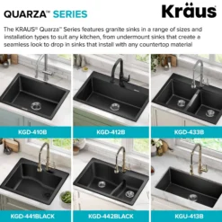 33” Drop-In / Undermount 60/40 Double Bowl Granite Kitchen Sink in Grey