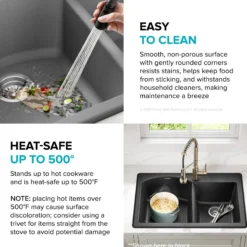 33” Drop In / Undermount 60/40 Double Bowl Granite Kitchen Sink in Grey