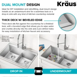 28” Drop In / Undermount 16 Gauge Single Bowl 2-Hole Stainless Steel Kitchen Sink