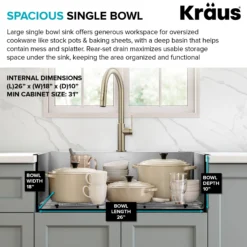 28” Drop In / Undermount 16 Gauge Single Bowl 2-Hole Stainless Steel Kitchen Sink