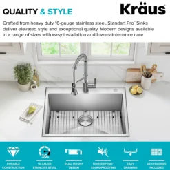 28” Drop In / Undermount 16 Gauge Single Bowl 2-Hole Stainless Steel Kitchen Sink