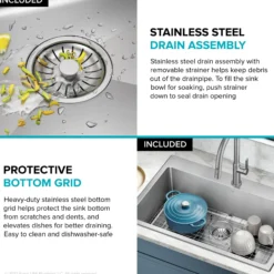 33” Drop-In / Undermount 18 Gauge Stainless Steel Single Bowl Kitchen Sink and Pull-Down Faucet in Spot-Free Stainless Steel Finish
