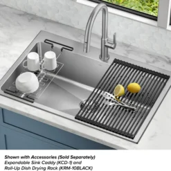 33” Drop-In / Undermount 18 Gauge Stainless Steel Single Bowl Kitchen Sink and Pull-Down Faucet in Spot-Free Stainless Steel Finish