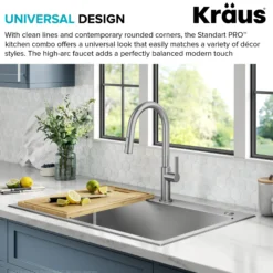 33” Drop-In / Undermount 18 Gauge Stainless Steel Single Bowl Kitchen Sink and Pull-Down Faucet in Spot-Free Stainless Steel Finish