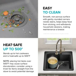 25” Drop-In / Undermount Single Bowl Granite Kitchen Sink in Grey
