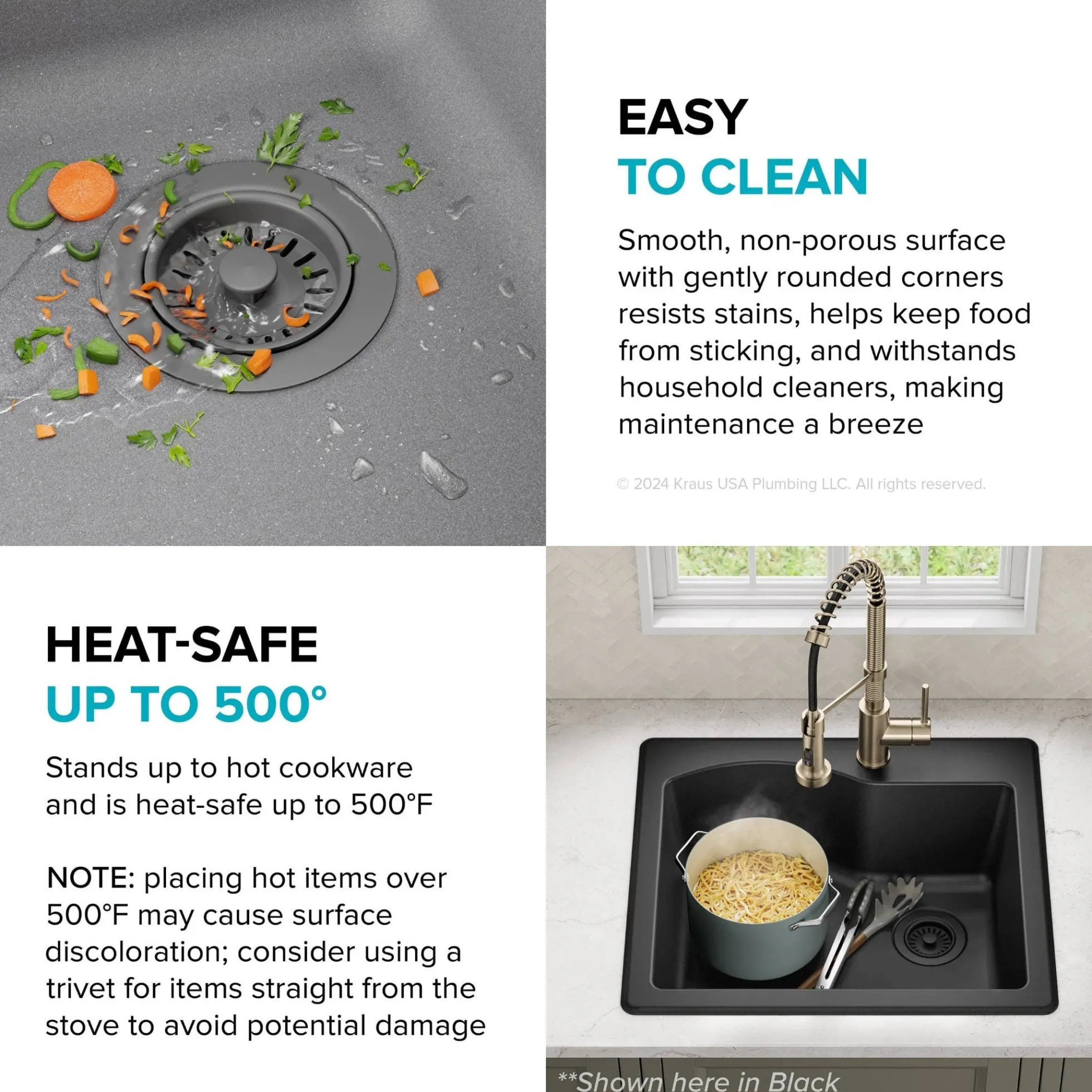 25” Drop-In / Undermount Single Bowl Granite Kitchen Sink in Grey