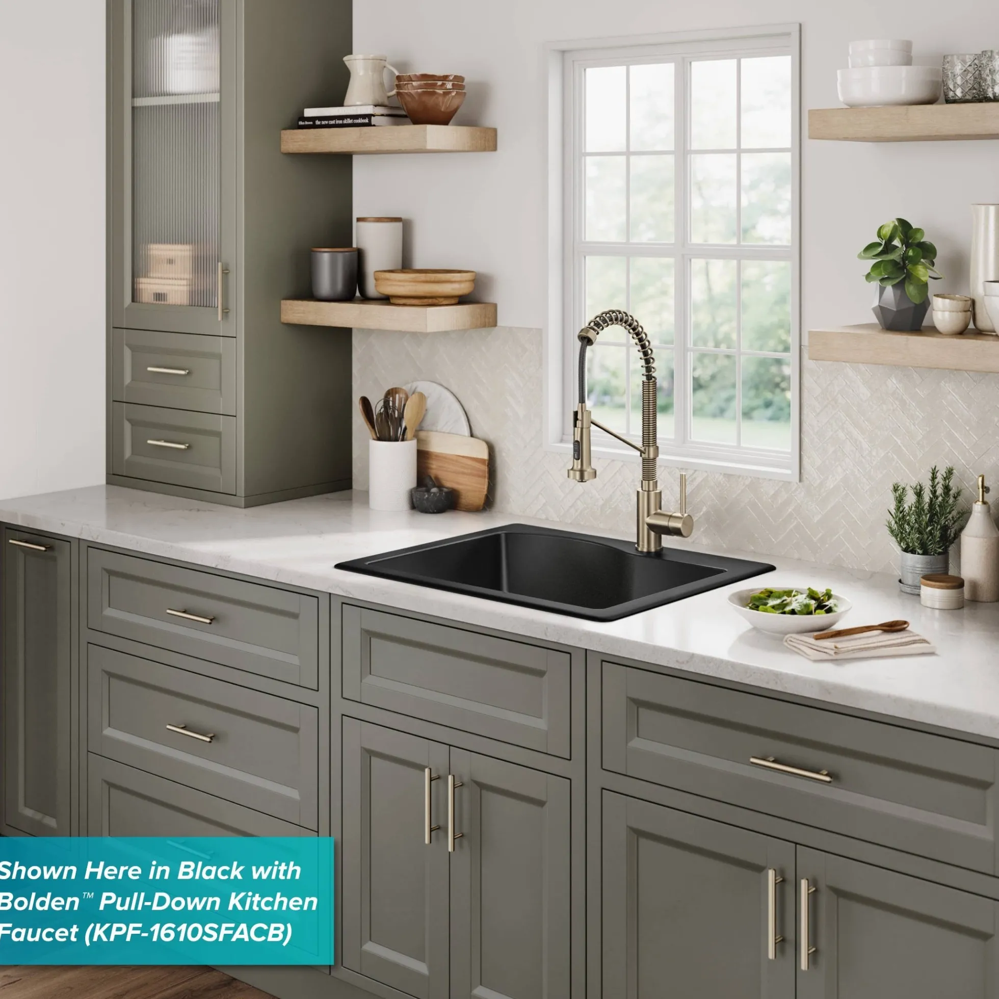 25” Drop-In / Undermount Single Bowl Granite Kitchen Sink in Grey