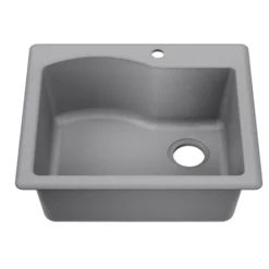 25” Drop-In / Undermount Single Bowl Granite Kitchen Sink in Grey