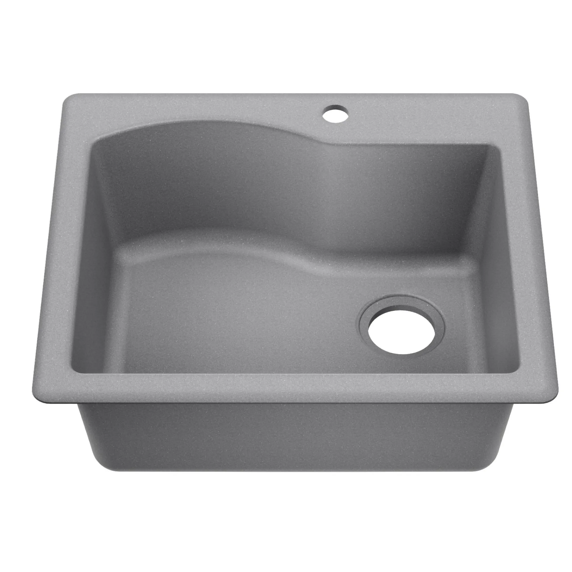 25” Drop-In / Undermount Single Bowl Granite Kitchen Sink in Grey