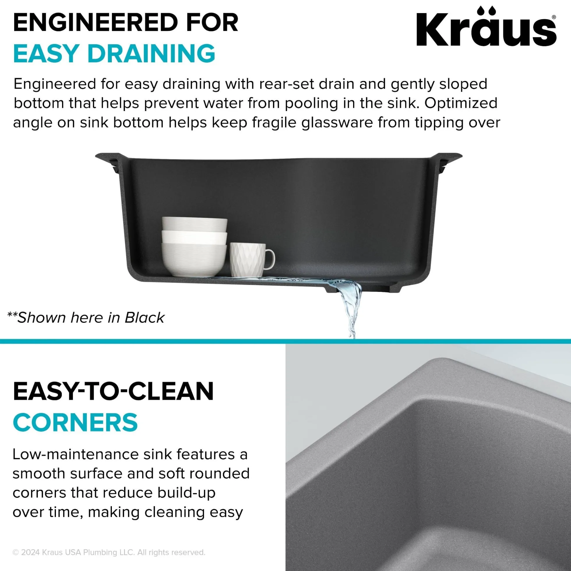 25” Drop-In / Undermount Single Bowl Granite Kitchen Sink in Grey