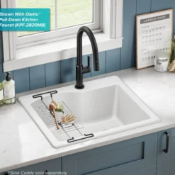 25” Drop-In / Undermount Single Bowl Granite Kitchen Sink in White