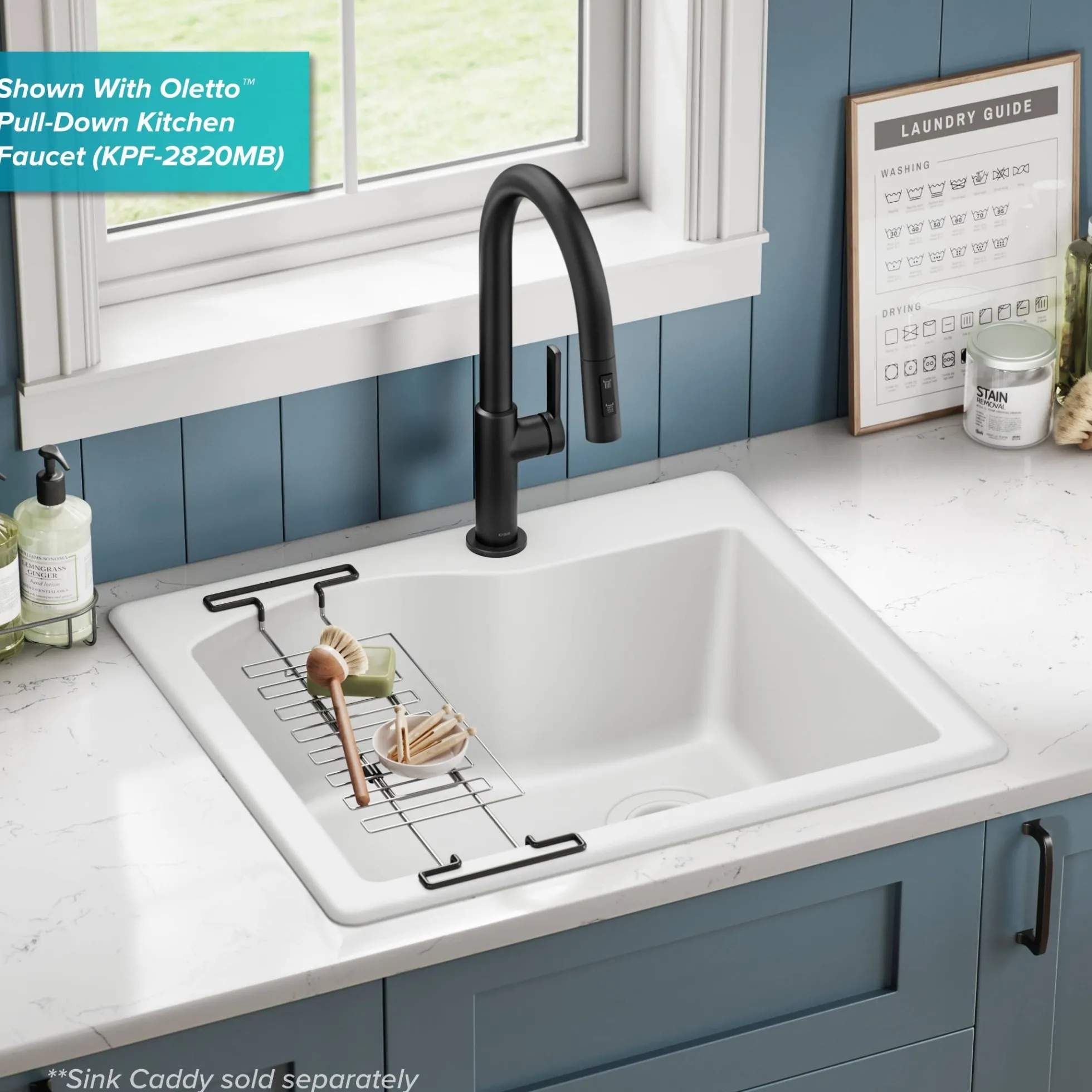 25” Drop-In / Undermount Single Bowl Granite Kitchen Sink in White